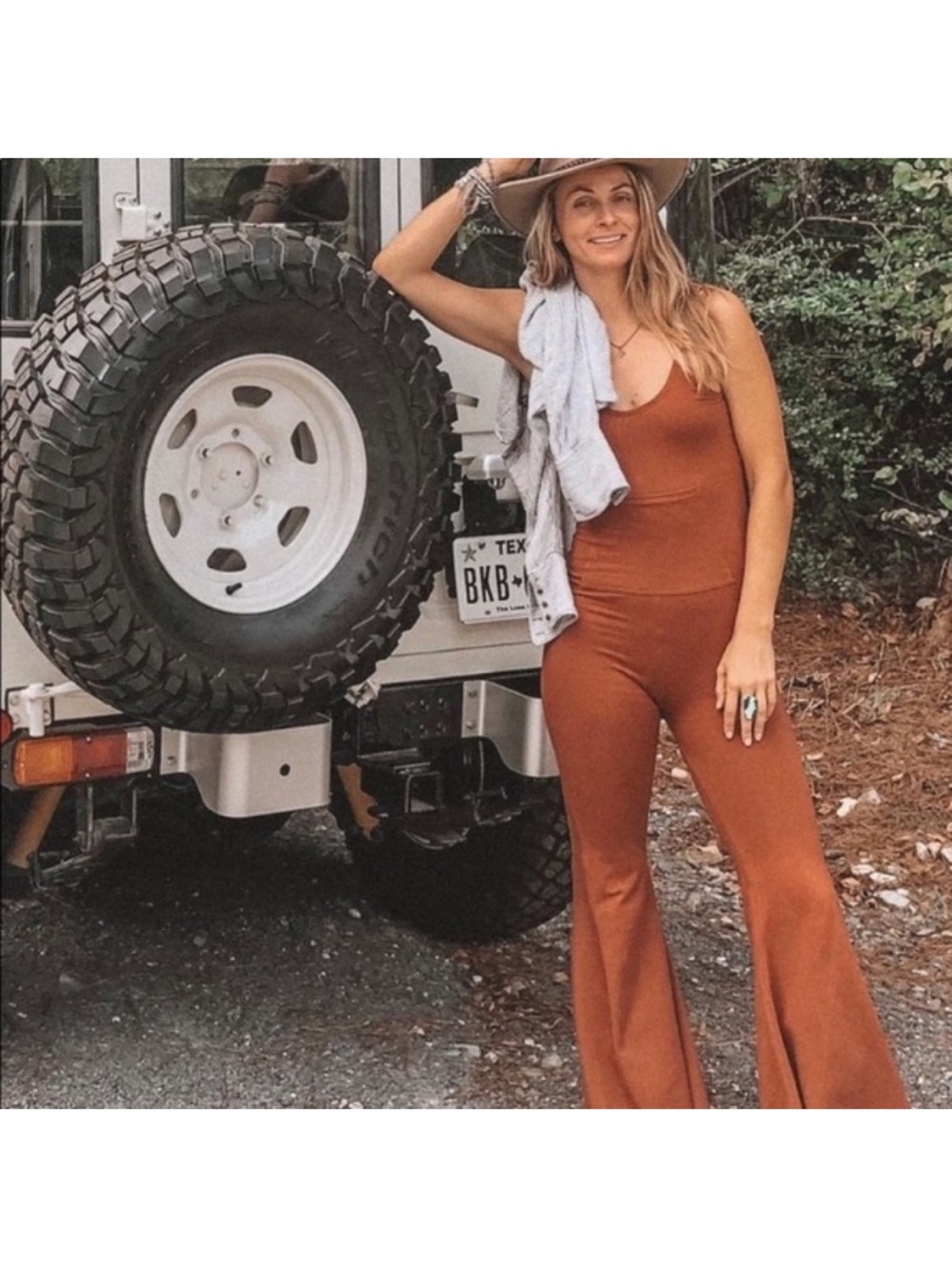 Etsy Kangaroo Pocket Stretchy Organic Cotton Flare Bell Bottom Jumpsuit - Picture 9 of 10
